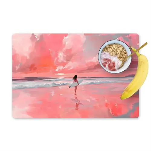 Roze - Surfen - Zee Placemat vinyl groot -zzzproduct_Kitchenyeah-website