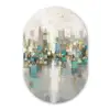 Abstract - Blokken - Goud - Skyline Wandcirkel Ovaal Forex klein -3d