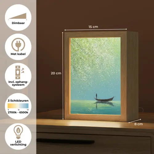 Bootje - Water - Bladeren - Bloesems Light Box met kabel (Tafellamp) klein -USP_NL