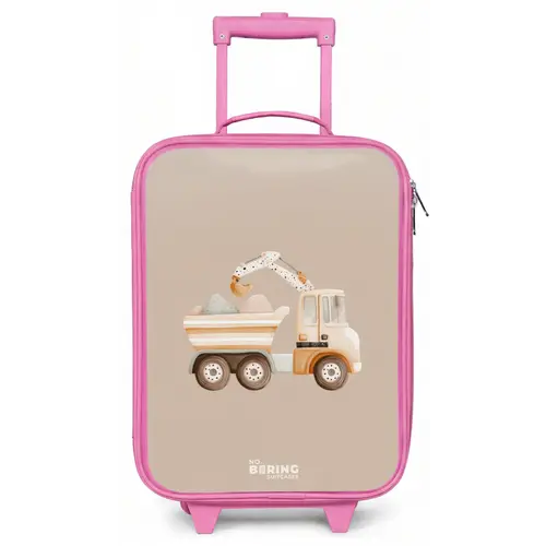 Gele kiepwagen in neutrale kleuren Kinderkoffer - Roze klein -zz3dotto