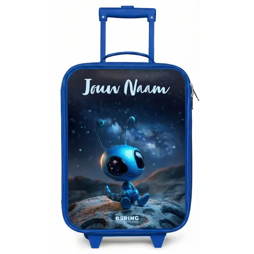 Blauw buitenaards wezentje onder sterrenhemel Kinderkoffer - Blauw klein -zz3dotto