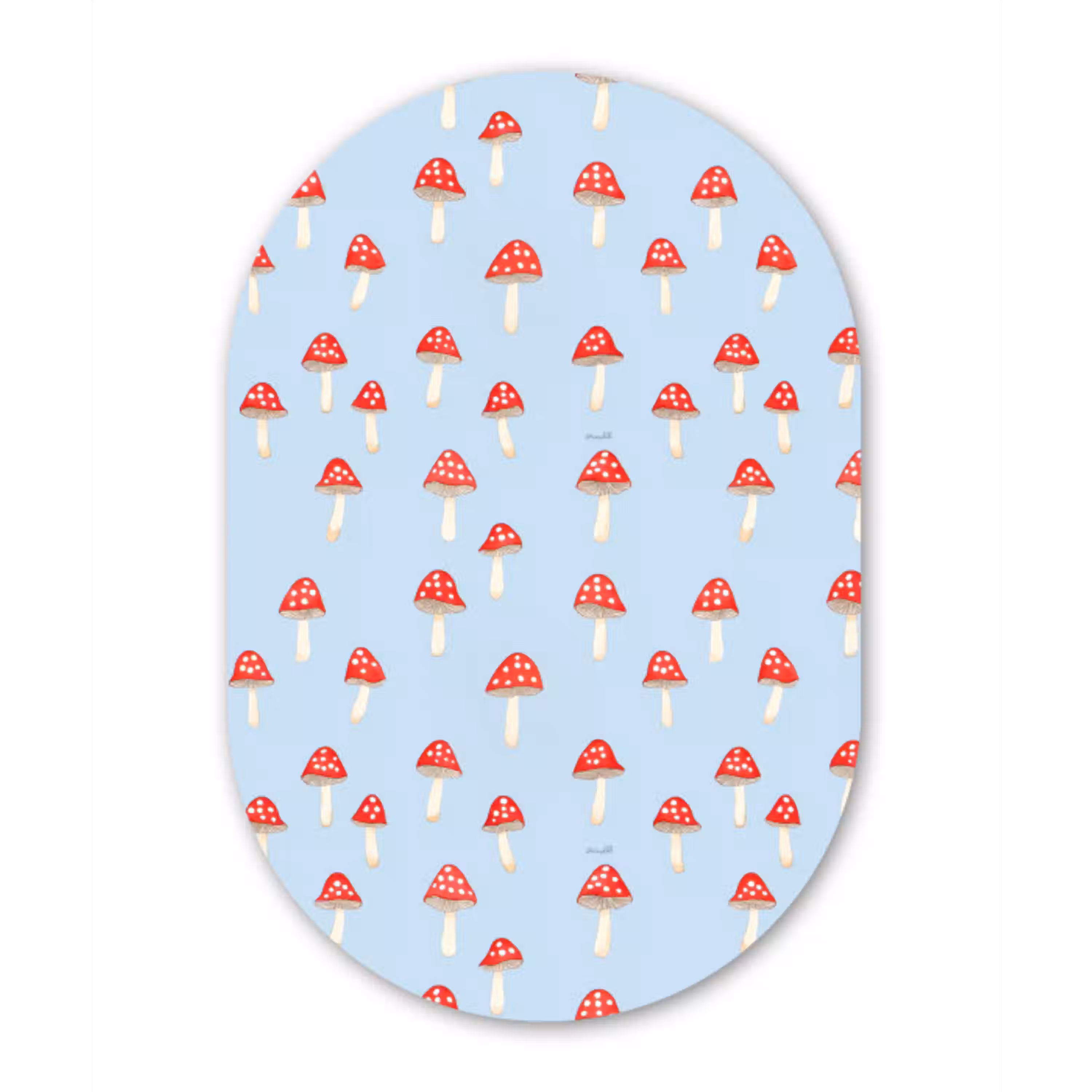 Paddenstoel -Sprookje - Blauw Wandcirkel Ovaal Aluminium middel 839 -3d