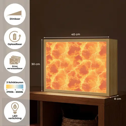Bliksem - Storm - Oranje Light Box met batterij (Wandlamp) middel 907 -USP_websiteoverzichtNL