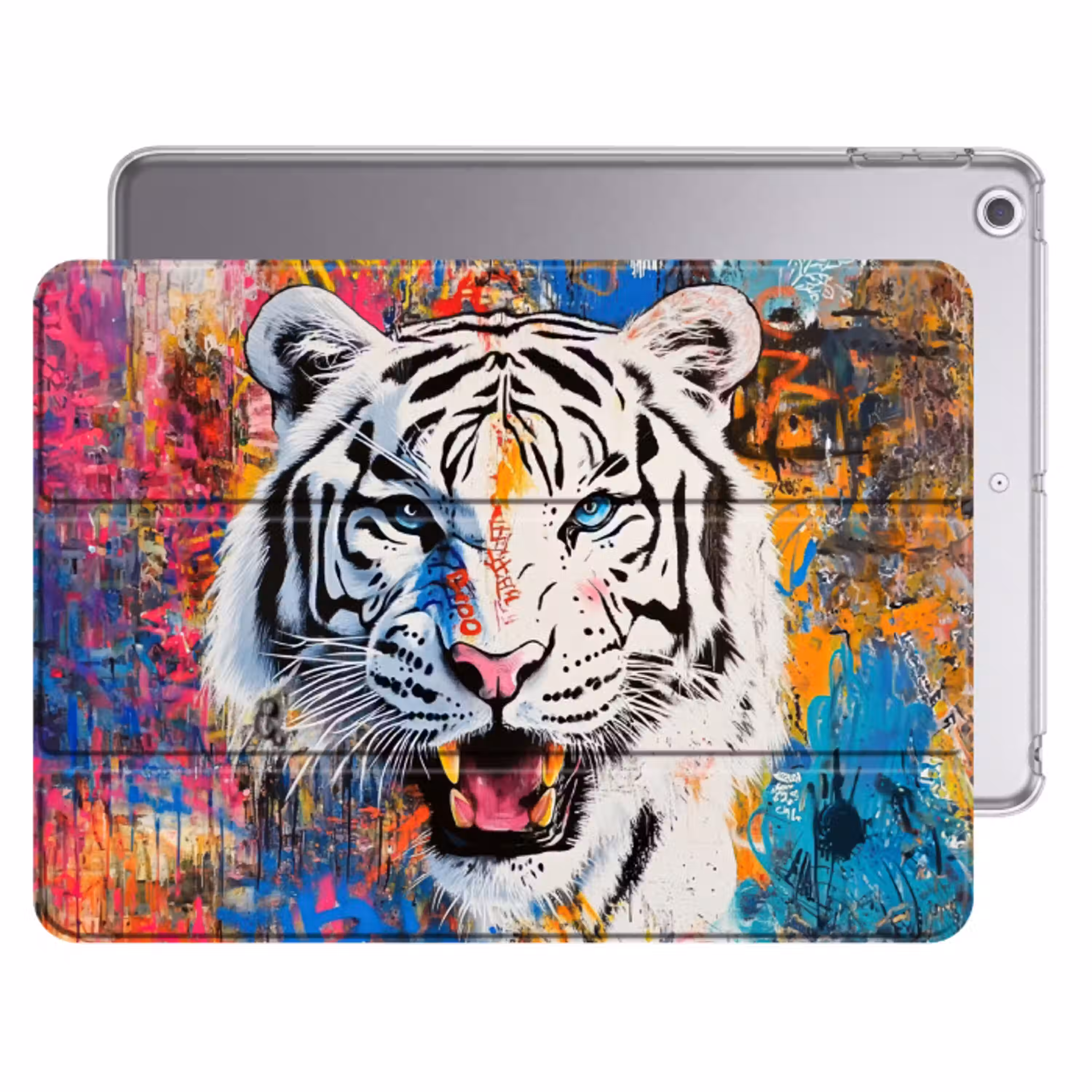 Street art - Tijger - Wit - Graffiti - Dieren Apple iPad 2017 middel -threedimensional_3d_global
