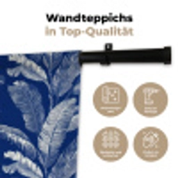 Blad - Palm - Blauw Wandkleed katoen klein 269 -tsfeer2_DE