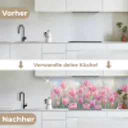 Tulpen - Veld - Lente - Roze keuken achterwand 2 middel -voor-na_DE