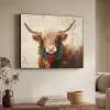 Kerst - Schotse Hooglander - Bruin - Krans Textielframe zwart klein -sfeer3