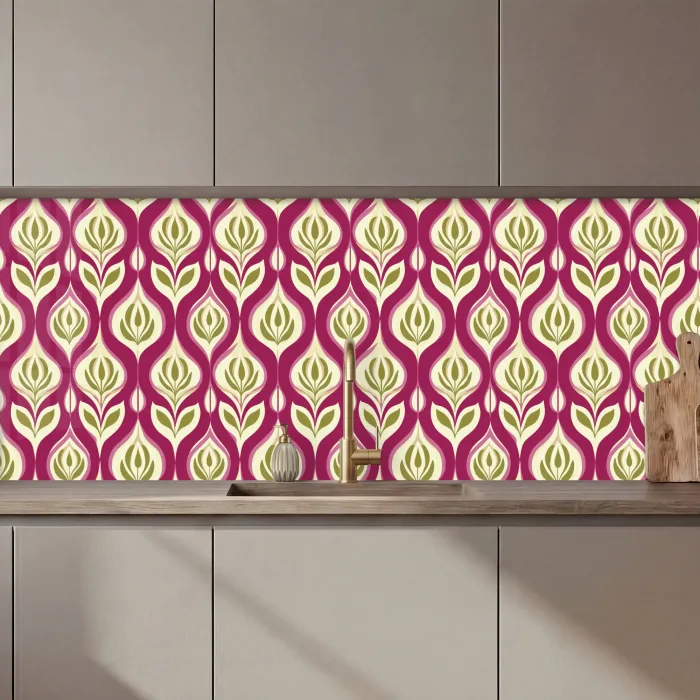 Retro - Floraal - Paars keuken achterwand 2 middel 871 zz_3dshopping