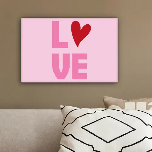Love - Roze - Hart - Valentijn canvas 2cm klein -sfeer3