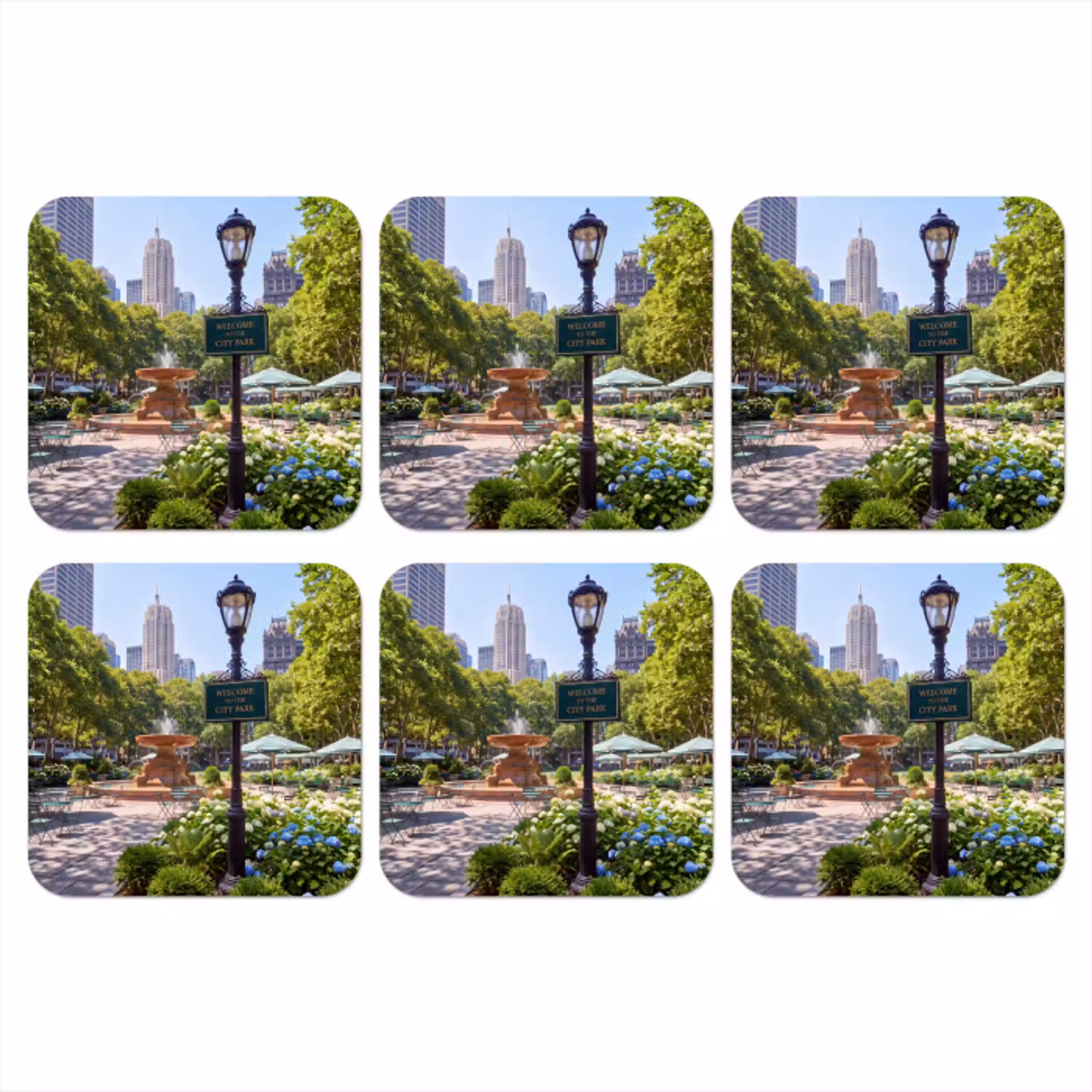Park - Fontein - Stad - Natuur onderzetter kurk middel -3d