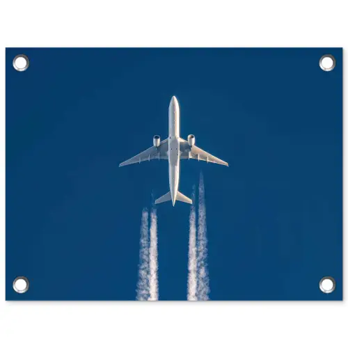 Vliegtuig - Lucht - Condensstrepen - Wit tuinposter los doek klein -3d