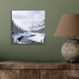 Sneeuwlandschap - Bergen - Rivier - Winter aluminium wit klein -sfeer2