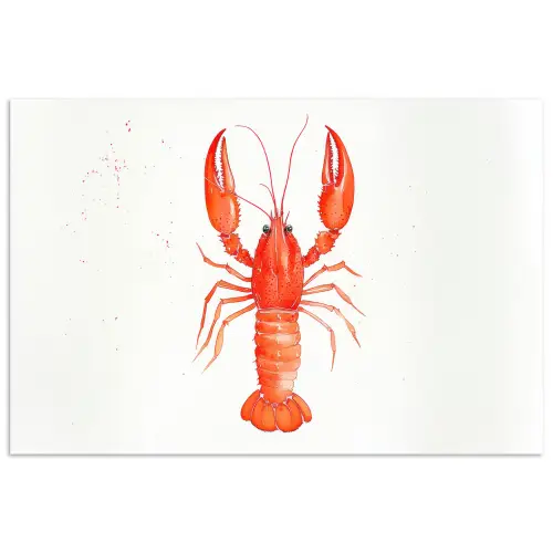 Kreeft - Waterverf - Aquarel - Oranje poster papier klein -3d