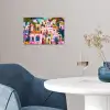 Kleurrijk - Roze - Oranje - Geel - Bloemen poster papier klein -sfeer3