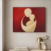 Abstract - Moeder - Kind - Rood Textielframe zwart klein -sfeer2