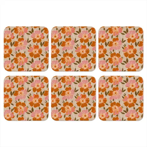 Bloemen - Motief - Retro onderzetter kurk middel 366 -3d