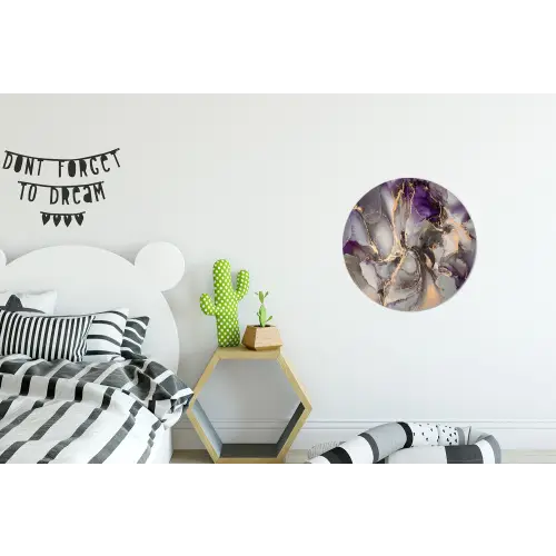 Goud - Paars - Marmer Wandcirkel aluminium klein -kinderkamer