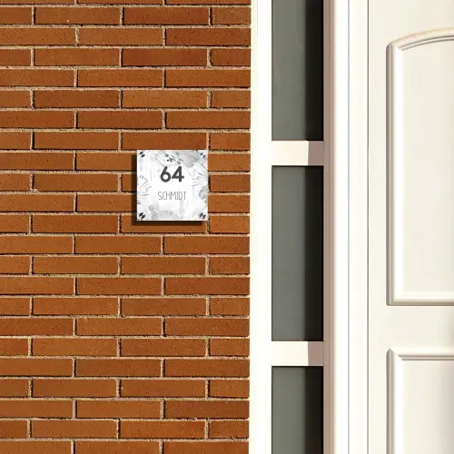 Grijze patronen - Modern Naambord Vierkant klein -sfeer3-XS
