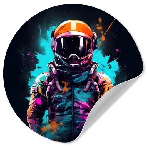 Astronaut - Neon - Gaming - Ruimte Wandcirkel behangsticker klein -3d