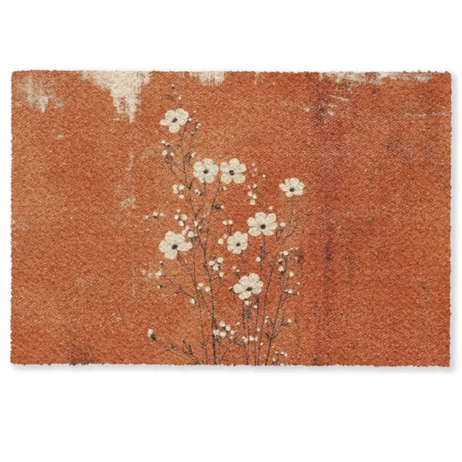 Deurmat - Bloemen - Wit - Subtiel - Roestkleur