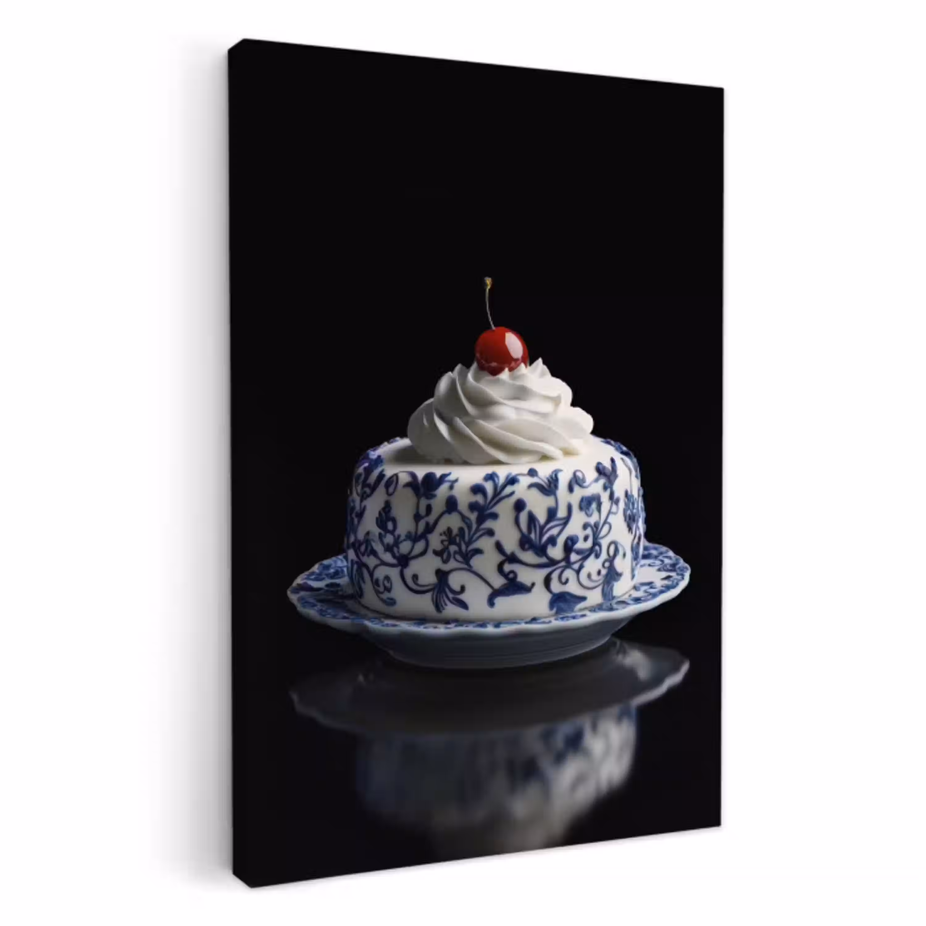 Taart - Slagroom - Kers - Bord - Delfts blauw KitchenYeah - Keuken - Canvas klein -3d