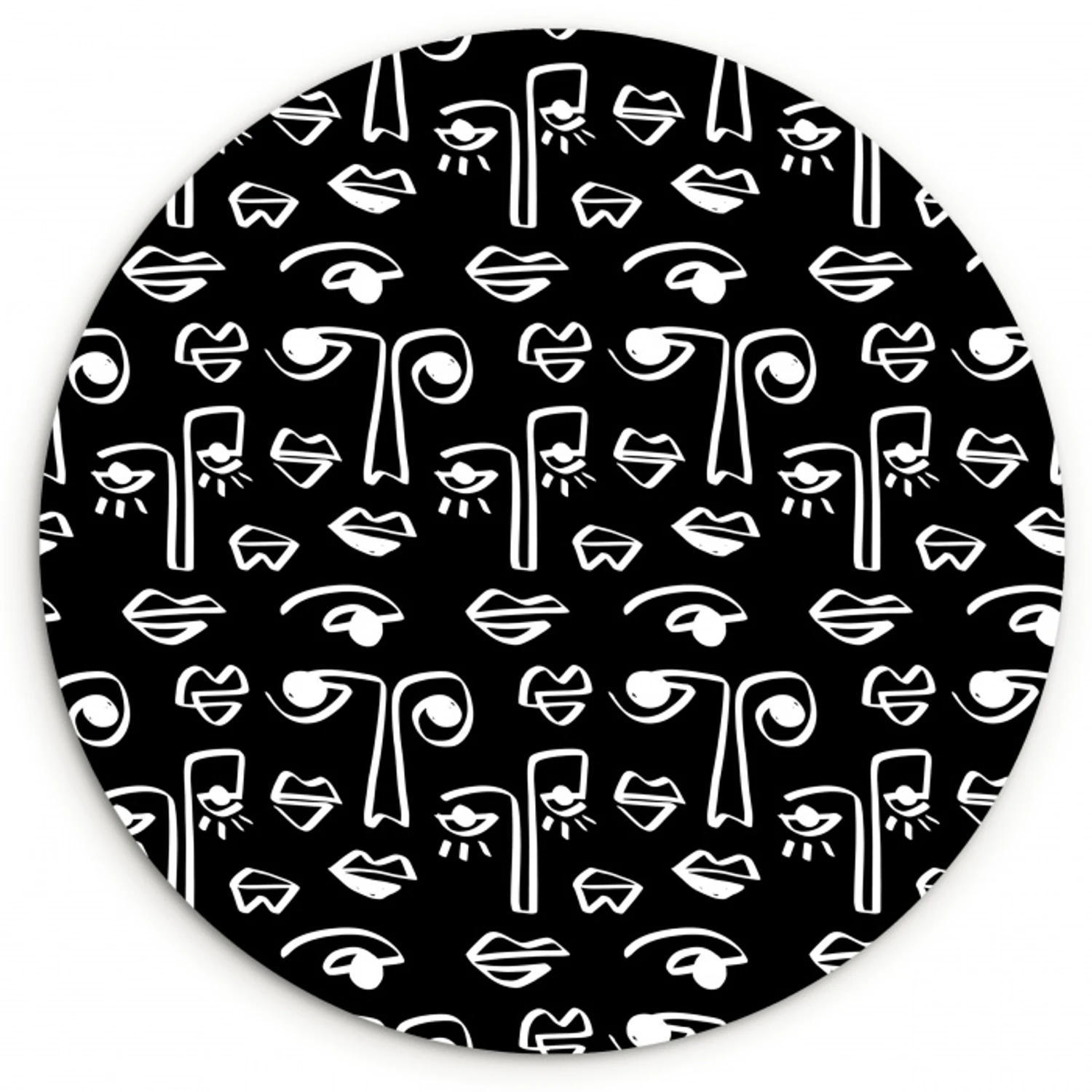 Gezichten - Zwart - Wit - Contrast Wandcirkel plexiglas klein 852 -3d