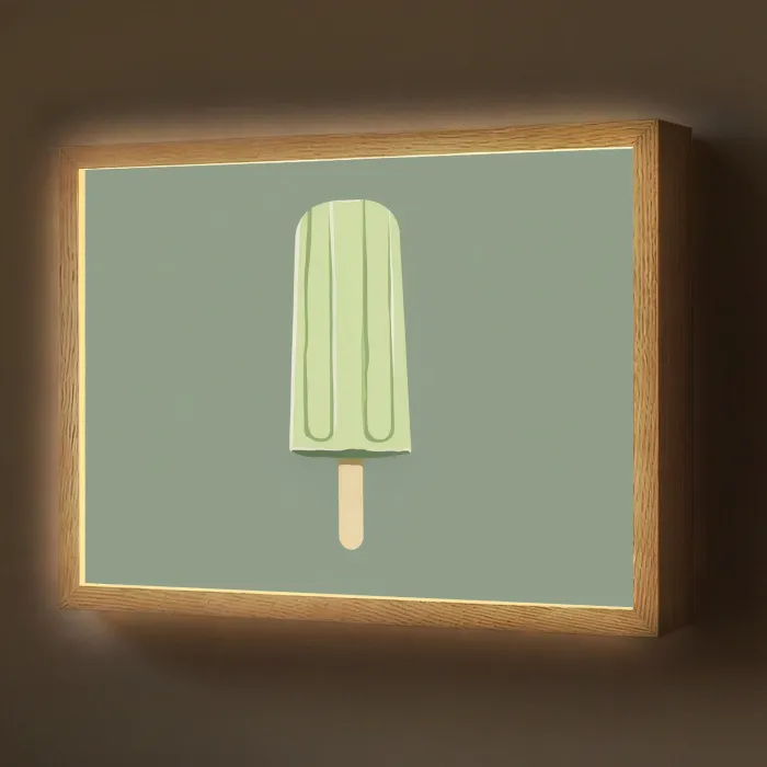 Groen - Waterijsje - Stokje - Illustratie Light Box met batterij (Wandlamp) middel -z3d_website