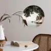 Rotsen - Zee - Boom - Groen Wandcirkel behangsticker klein -sfeer3
