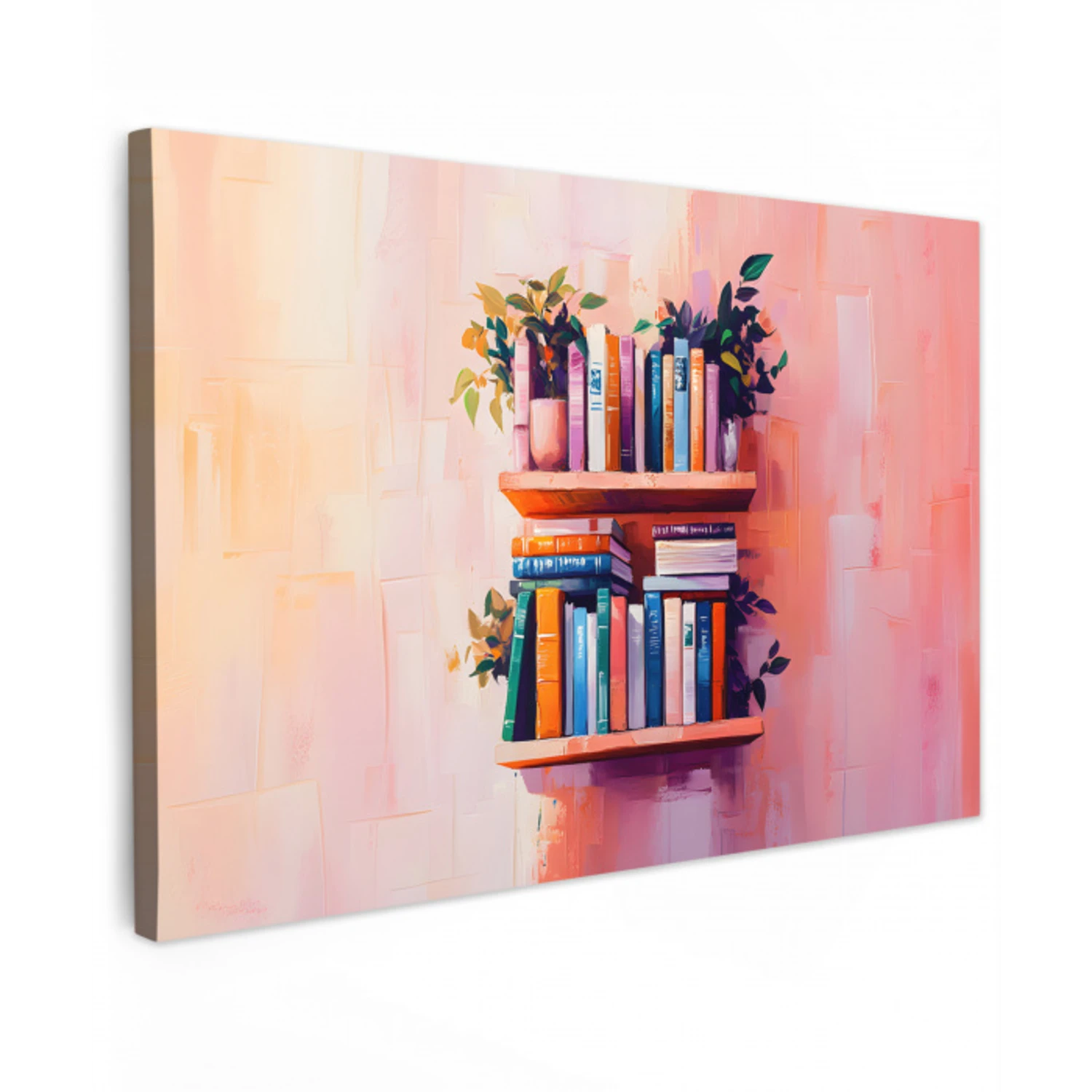 Planken - Boeken - Bladeren Tuinposter op houten frame 2 cm dik klein -3d