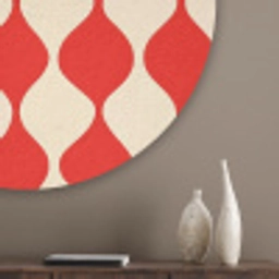 Golvend patroon - Retro - Rood - Beige Akoestische PET Vilt - Rond klein 838 -sfeer5_closeup