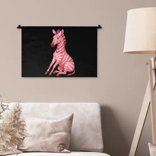 Zebra - Roze - Gestreept Wandkleed katoen klein -sfeer4