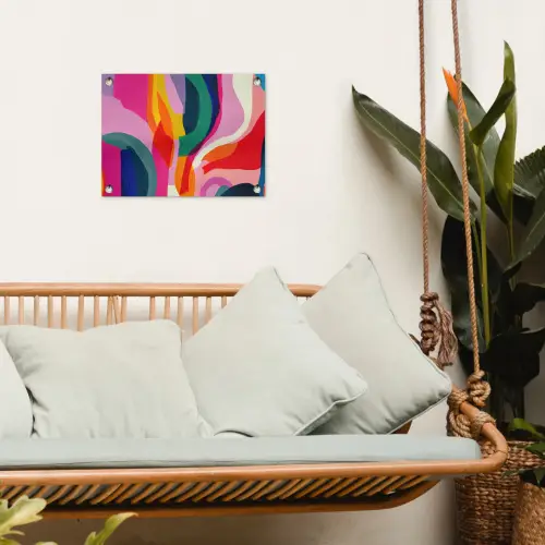 Vormen - Golvend - Abstract - Felroze tuinposter los doek klein -sfeer7