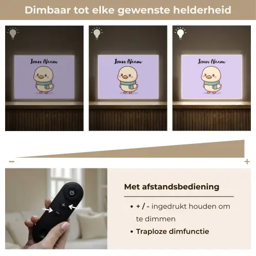 Eend - Paars - Sjaal Light Box met batterij (Wandlamp kind) middel -USP_dimbaarNL