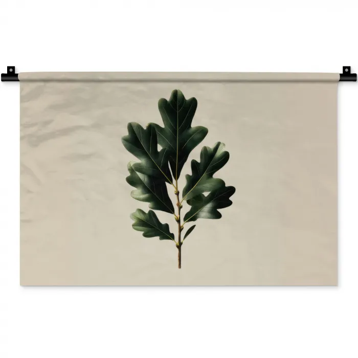 Eikenbladeren - Beige - Groen - Golvende randen Wandkleed katoen klein -zz3d