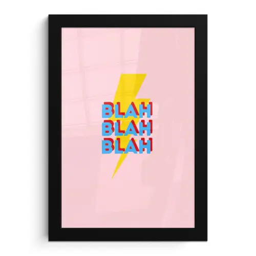 Blah - Bliksem - Roze fotolijst zwart zonder passe partout klein -3d