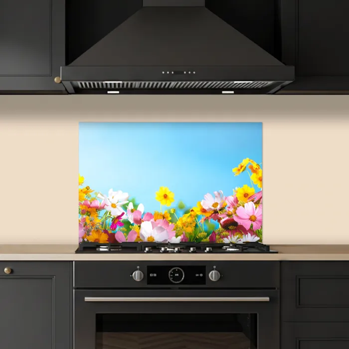 Bloemen - Kleurrijk - Blauw - Natuur keuken achterwand spatscherm klein -sfeer1