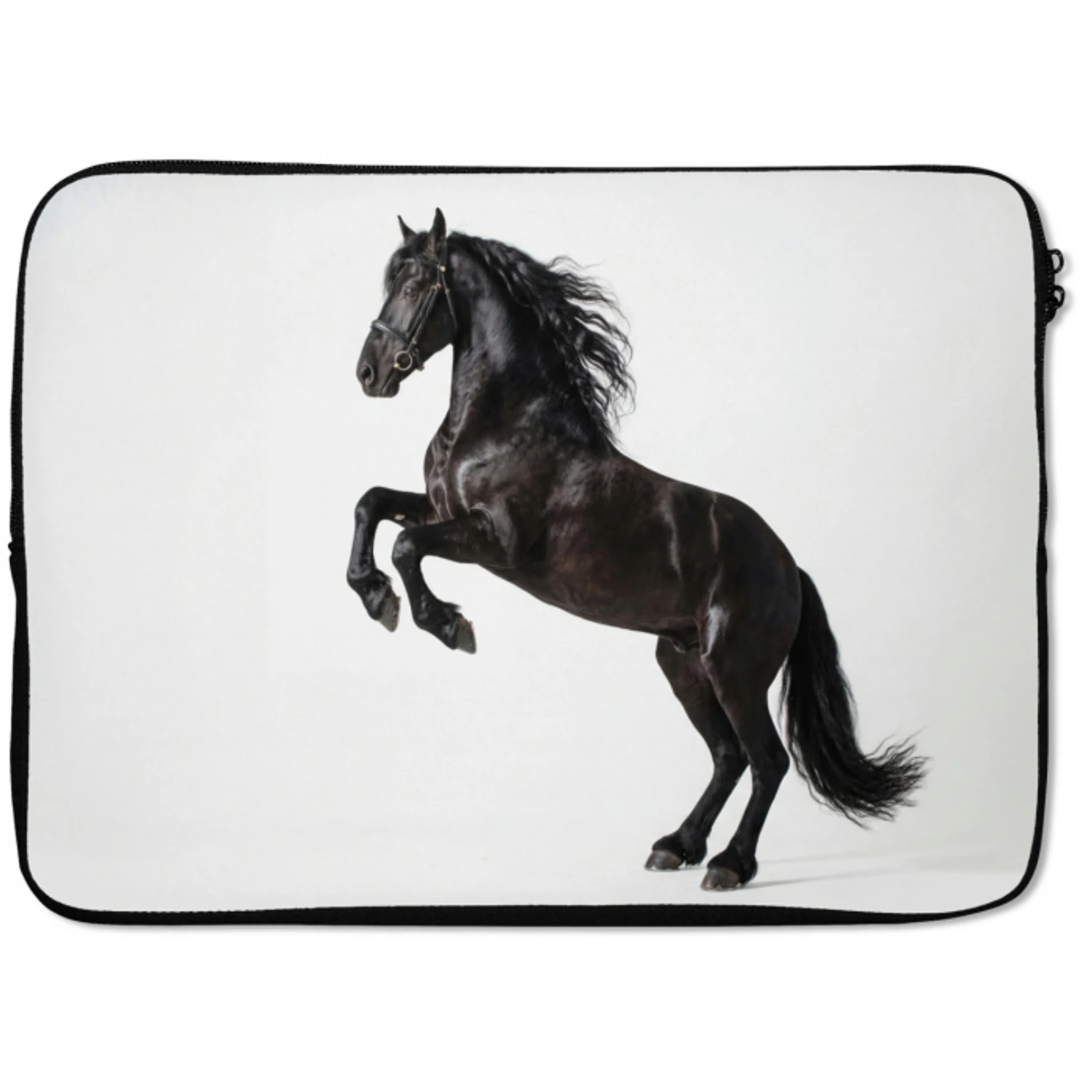 Zwart - Paard - Portret laptophoes neopreen klein -zkaufland3dotto