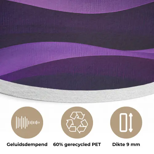 Golven - Abstract - Paars Akoestische PET Vilt - Rond klein -closeup_NL