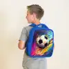 Neon - Voetbal - Kleurrijk Kinderrugzak - Blauw middel -sfeer2