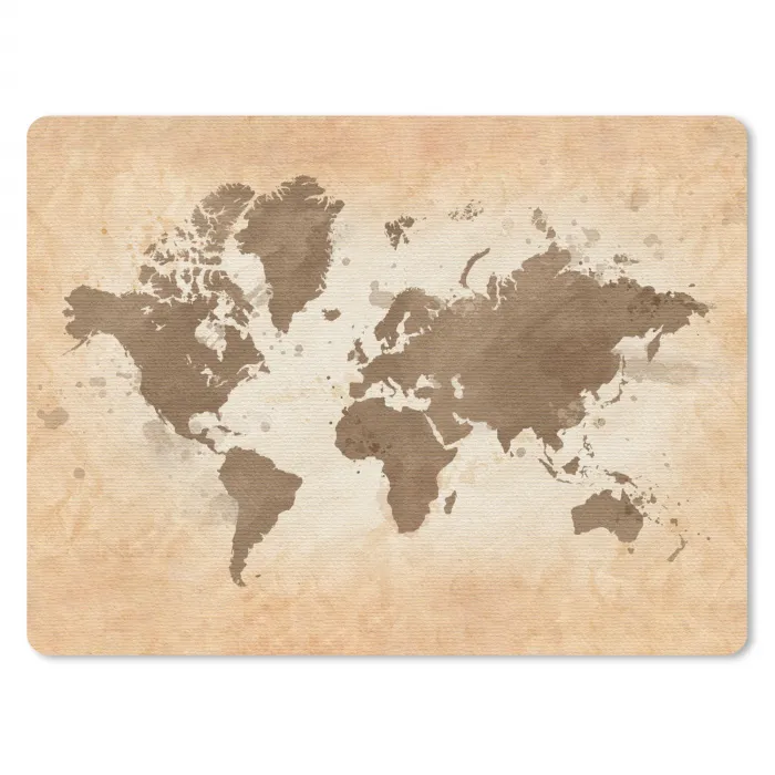 Wereldkaart - Beige - Bruin muismat rubber klein -3d
