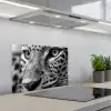 Luipaard - Zwart - Wit - Oog keuken achterwand spatscherm klein -3d_schuin