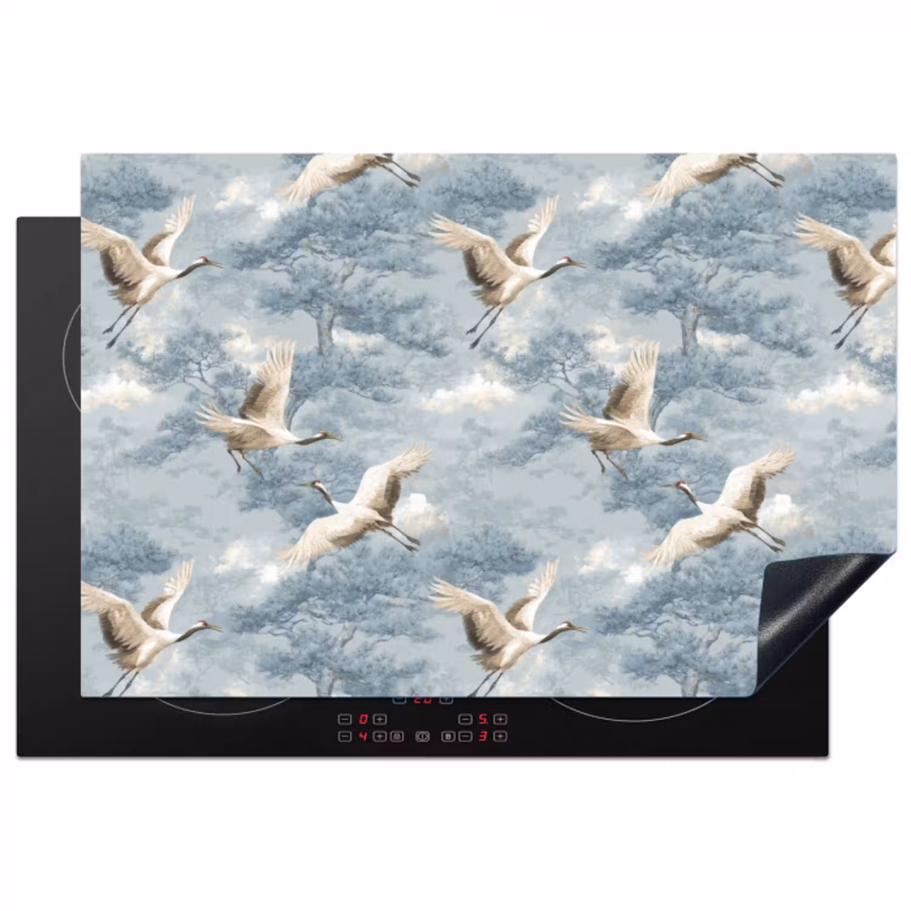 Wolken - Kraanvogels - Blauw Inductie beschermer vinyl 3mm klein 276 -3d