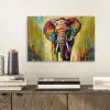 Olifant - Kunst - Schilderij - Dieren - Regenboog aluminium wit klein -sfeer1