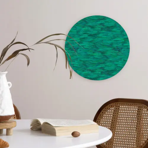 Vloeiend - Olie - Texturen - Groen Wandcirkel plexiglas klein 852 -sfeer4