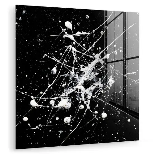 Verfspatten - Wit - Abstract - Explosie plexiglas 5mm klein -zzzproduct_nieuw