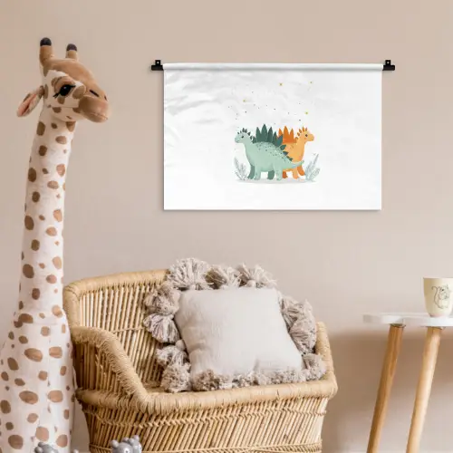 Planten - Sterren - Dinosaurussen - Oranje Wandkleed katoen klein -wsfeer5_kind