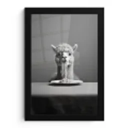 Alpaca - Pasta - Zwart - Wit - Grappig - Dieren fotolijst zwart zonder passe partout klein -3d