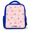 Roze met regenboog en kersen patroon Kinderrugzak - Blauw middel -3d