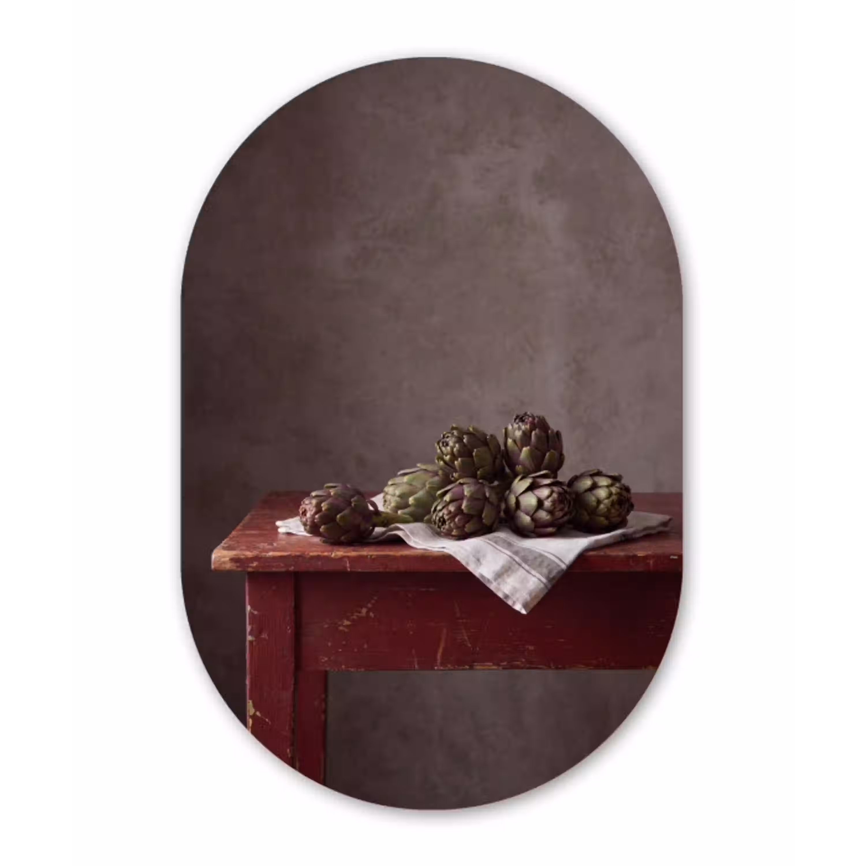 Artisjok - Eten - Rustiek Wandcirkel Ovaal Glas middel -3d