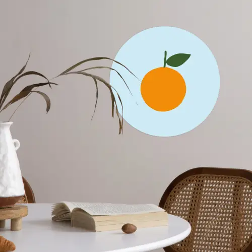 Fruit - Sinaasappel - Oranje Wandcirkel behangsticker klein -sfeer3